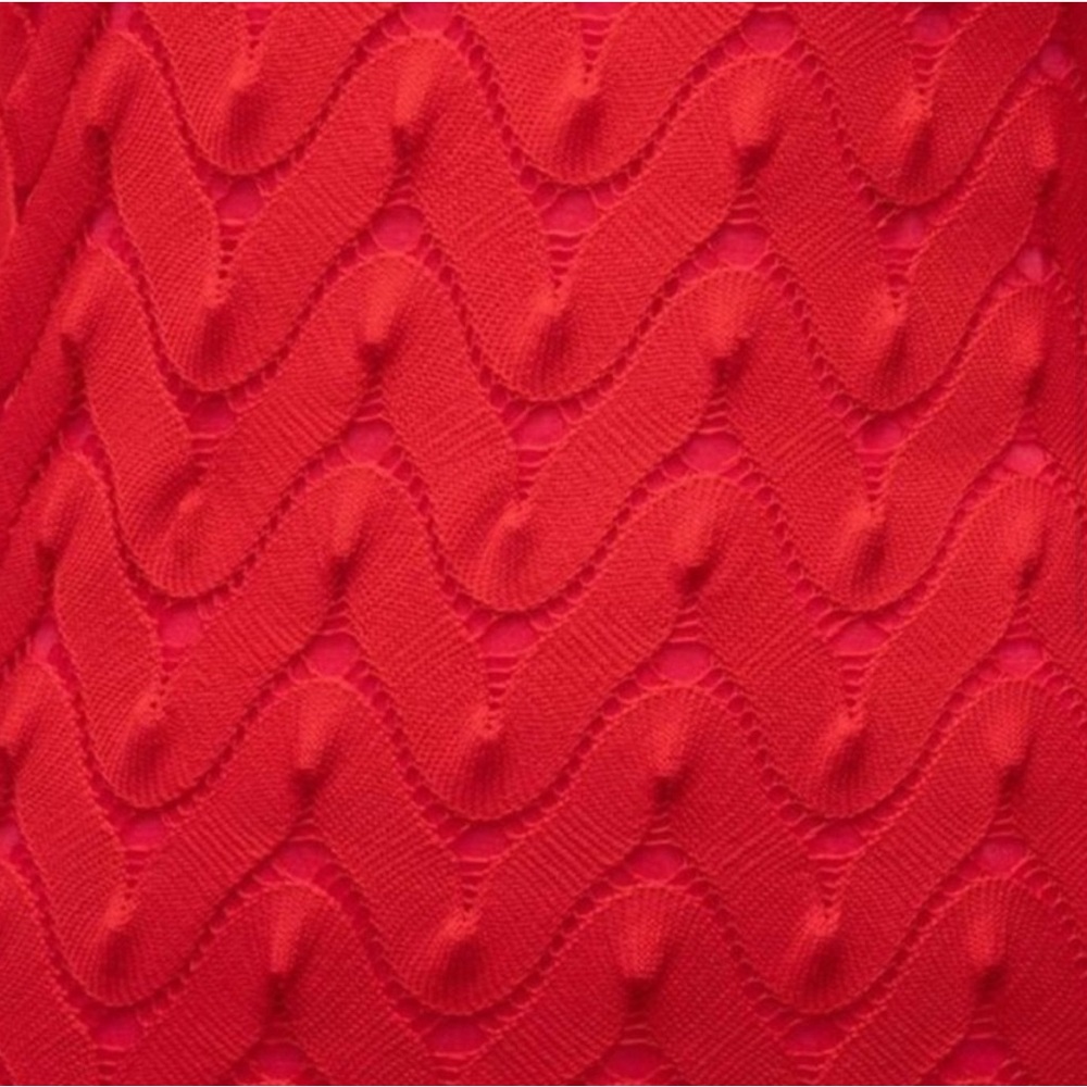 Red Ribbed Ruffled Mini Sweater Dress - Picture 5 of 9